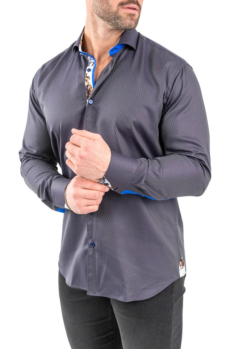 Einstein Jacqxavier Purple Contemporary Fit Cotton Blend Button-Up Shirt, Alternate, color, PURPLE