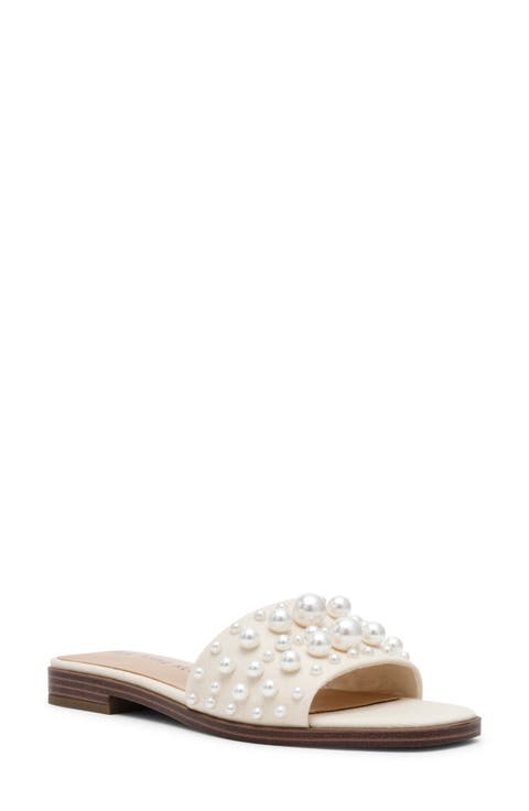 Eugenie Faux Pearl Slide Sandal (Women)