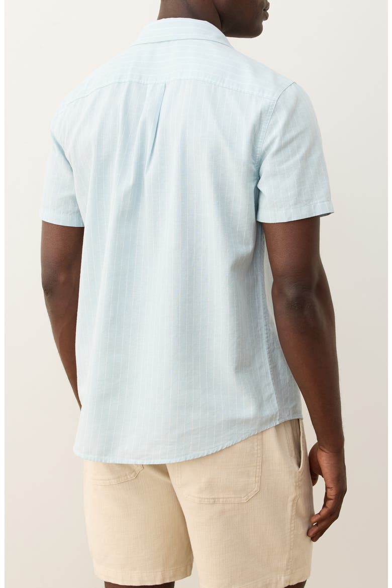 Better-than-Linen Short Sleeve Hemp Blend Button-Up Shirt, Alternate, color, BLUE/ WHITE STRIPE