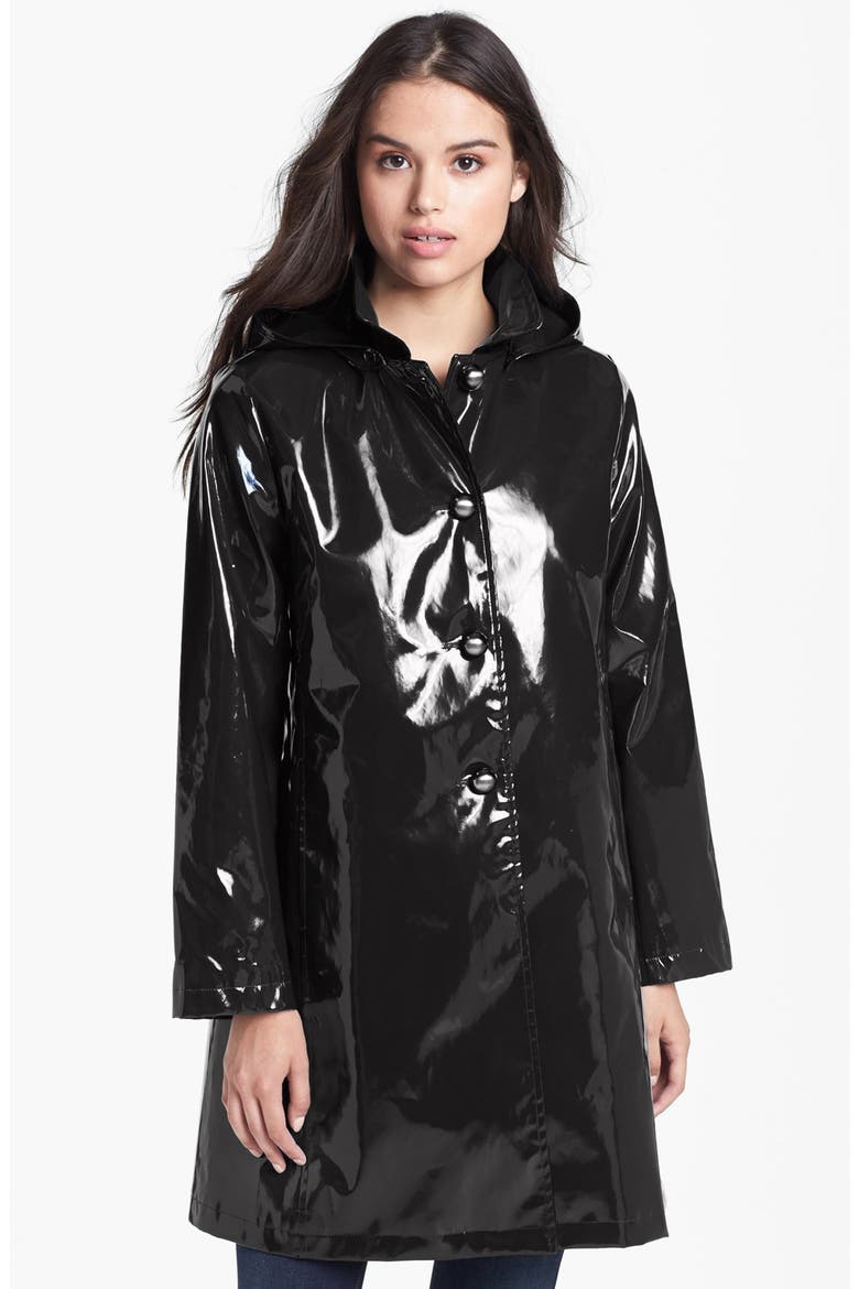 'Princess' Rain Slicker with Detachable Hood, Main, color, BLACK