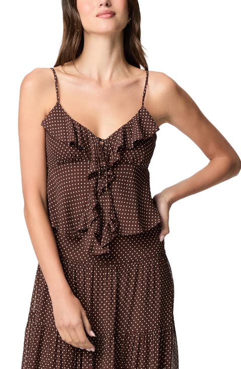 Indiah Polka Dot Ruffle Camisole
