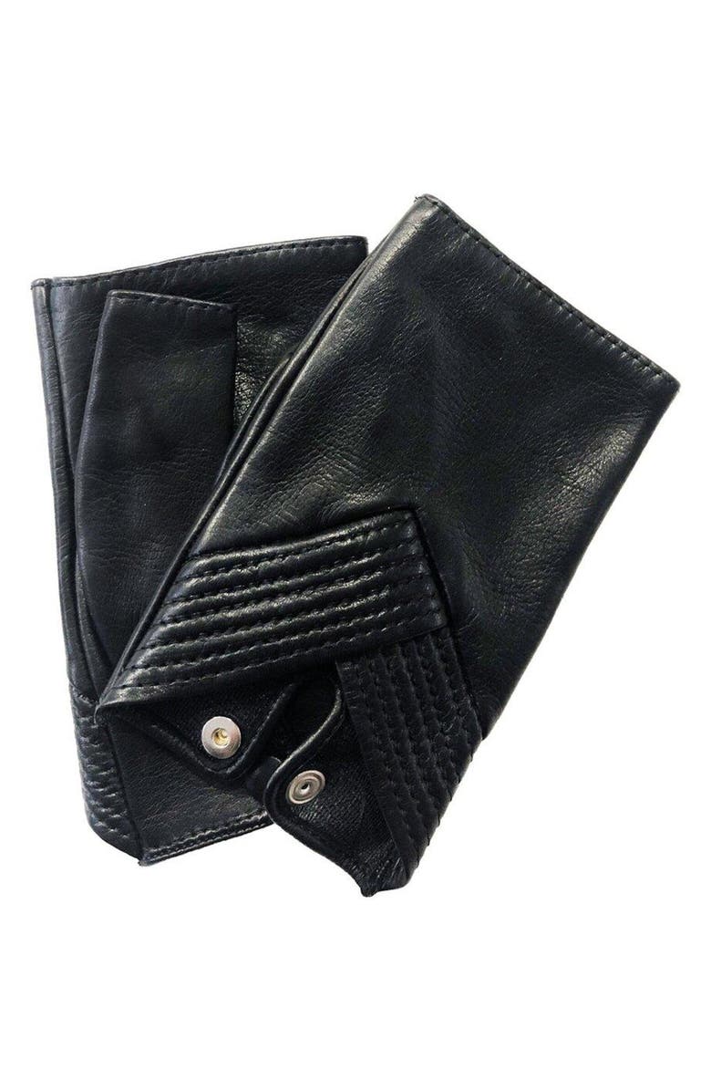 Paula Rowan Caroline Fingerless Silk Lined Leather Gloves, Main, color, 