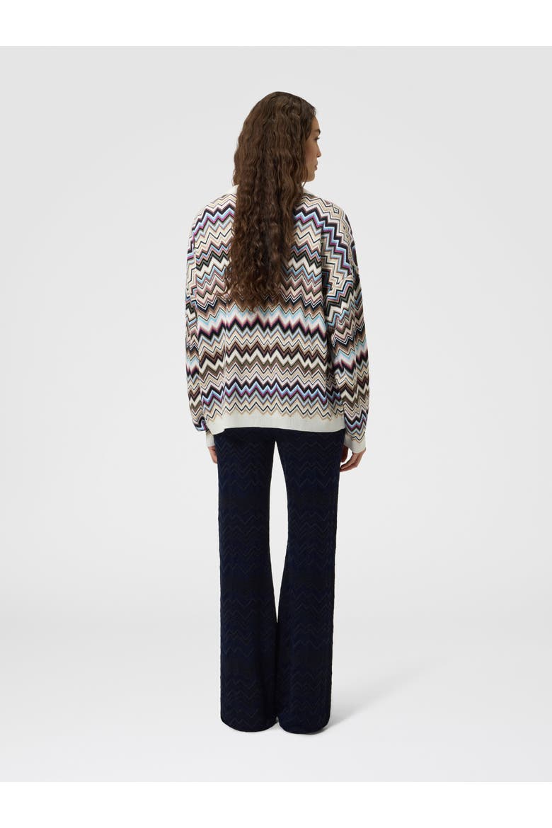 Zig Zag Viscose And Wool Straight-leg Trousers, Alternate, color, Navy Blue