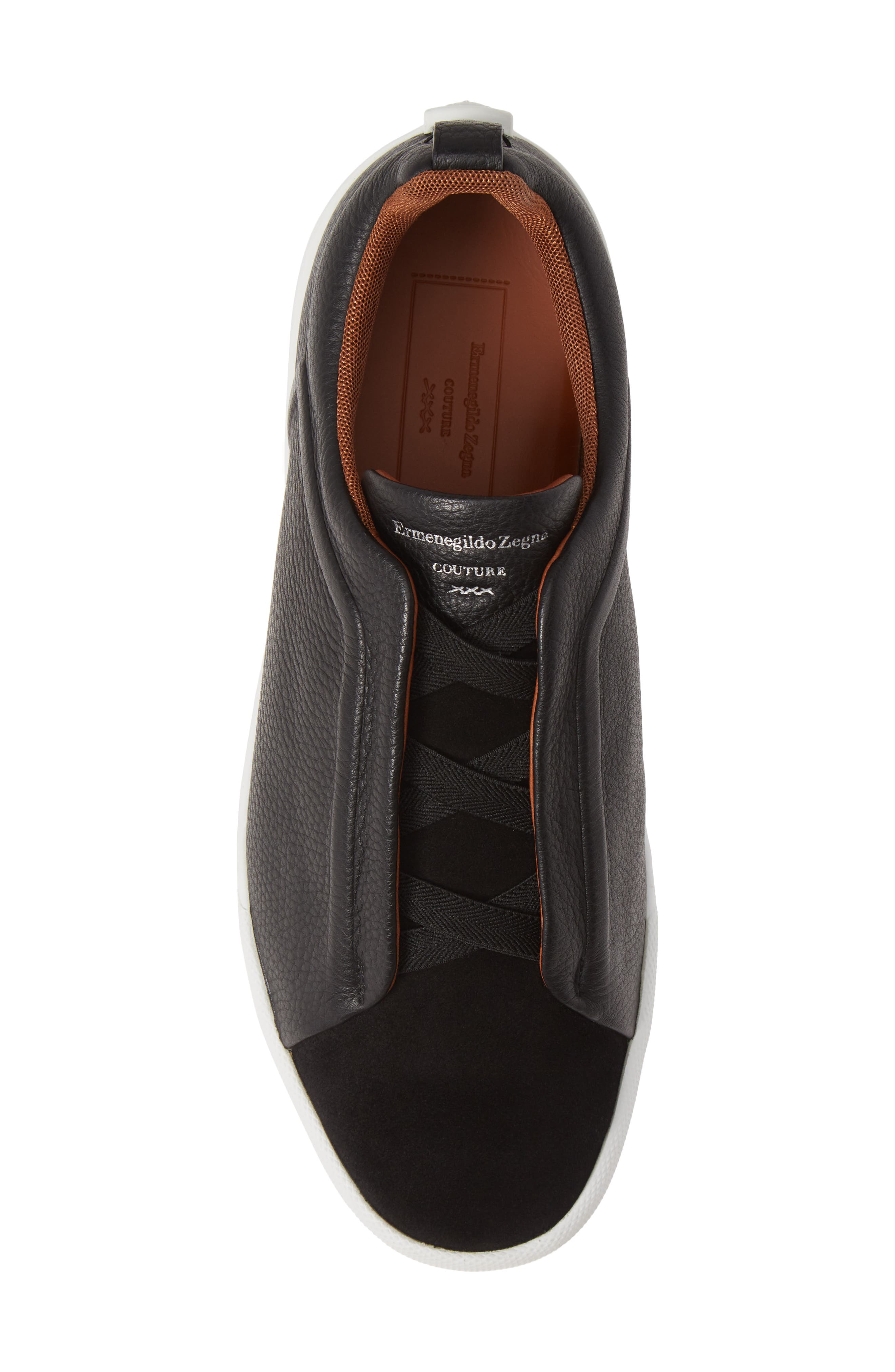 Ermenegildo Zegna Slip-On Sneaker, Alternate, color, BLACK/ BLACK