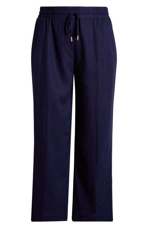 Jones New York Wide Leg Linen Blend Pants In Pacific Navy