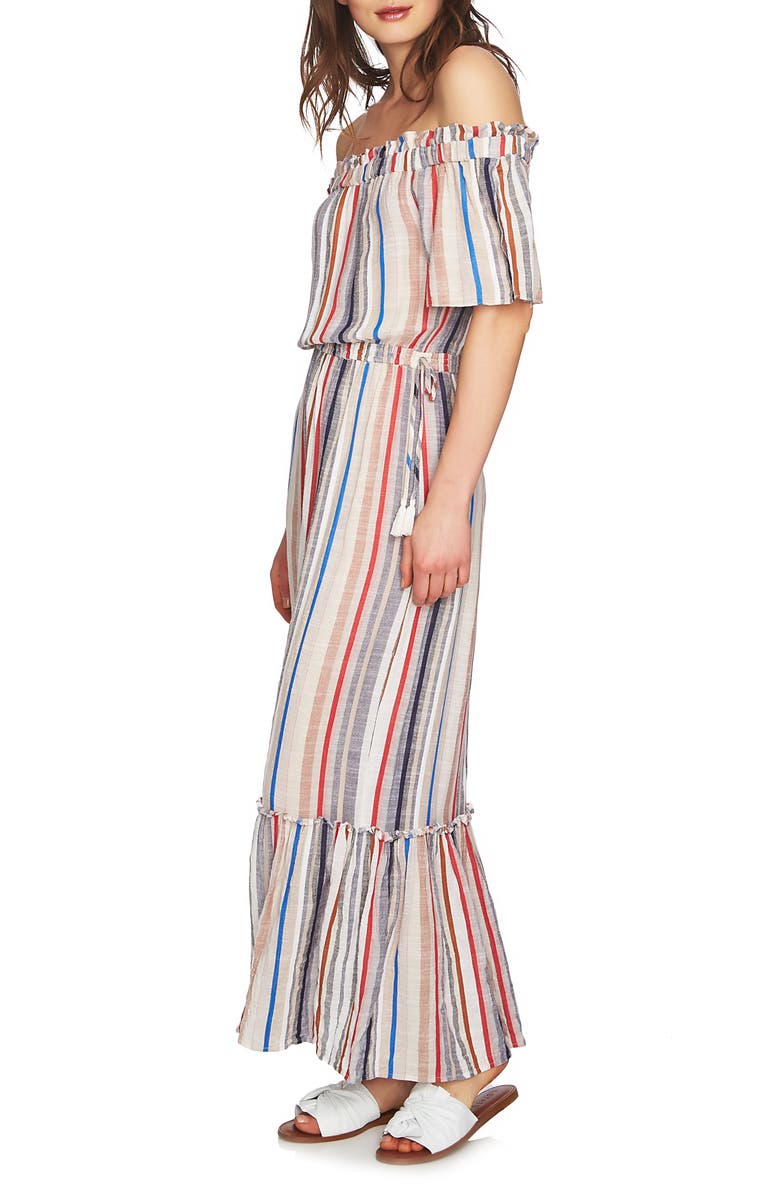 1.STATE Cinched Waist Off the Shoulder Maxi Dress, Alternate, color, 