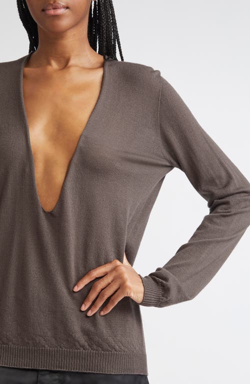 Rick Owens Extreme V-neck Virgin Wool Sweater In Brown