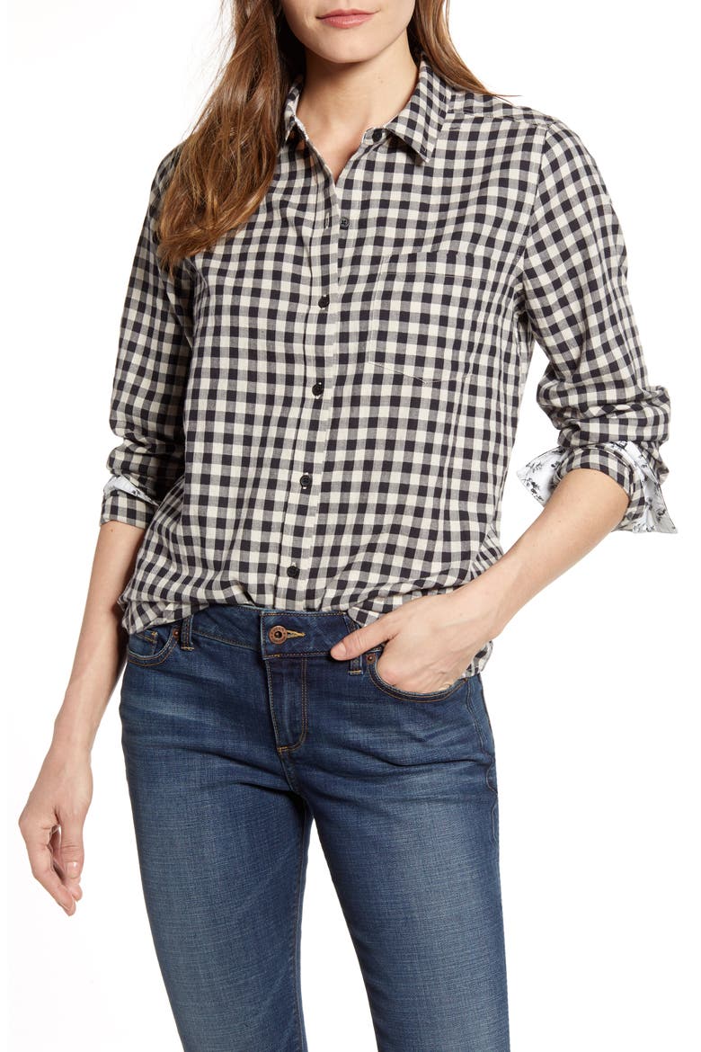 Check One-Pocket Shirt, Main, color, BLACK MULTI