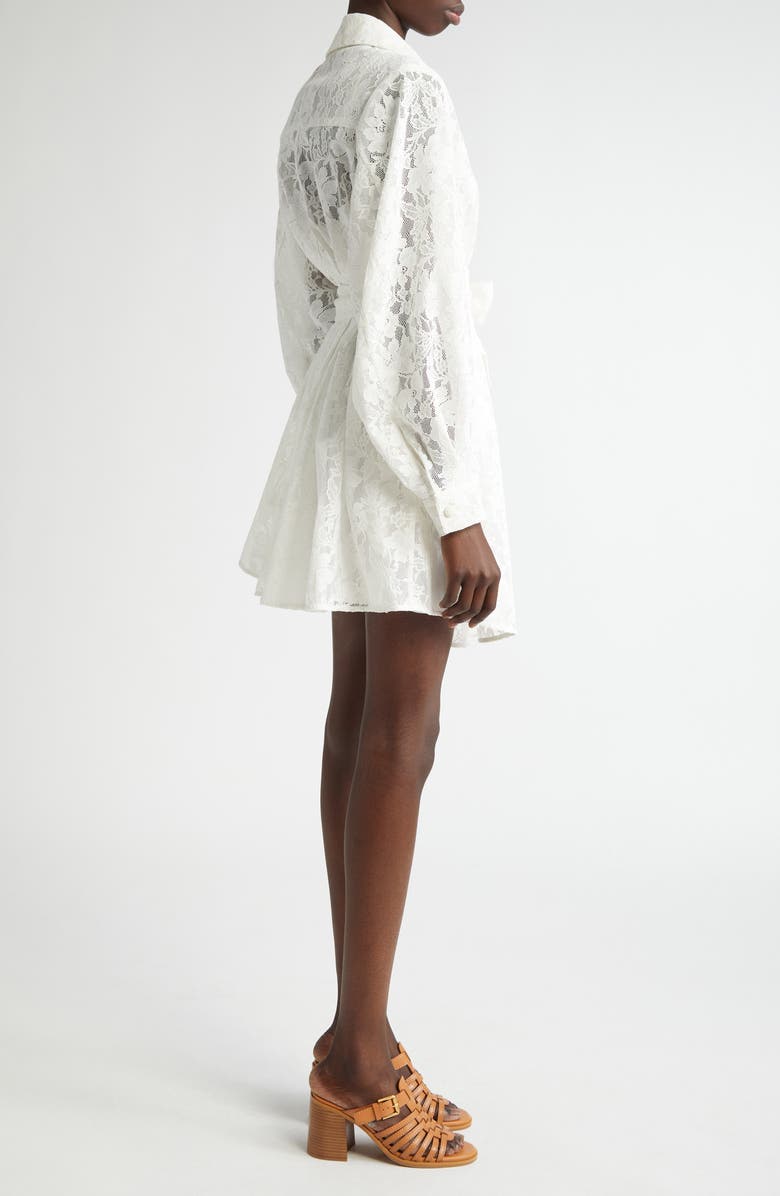 Zimmermann Belted Long Sleeve Floral Lace Minidress, Alternate, color, 