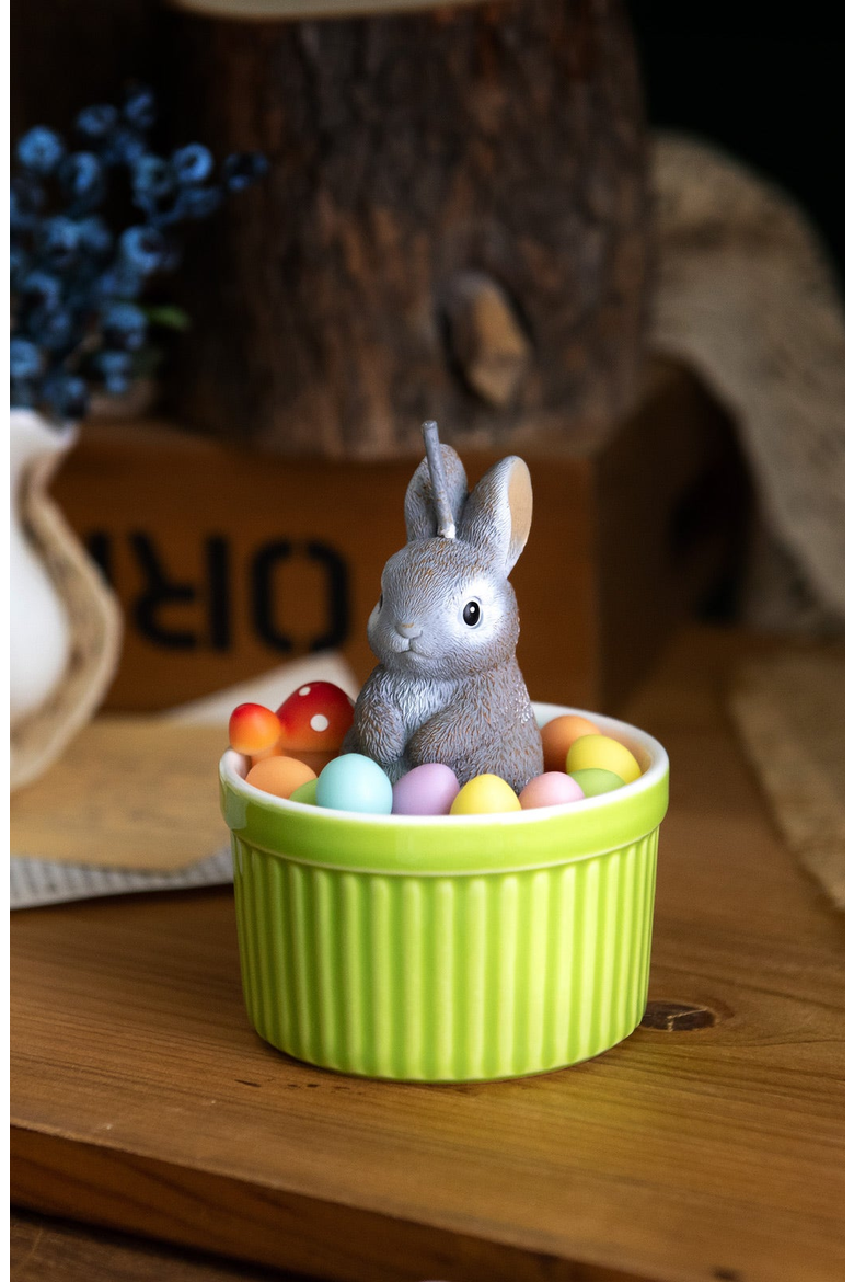 Easter Bunny Candle, Alternate, color, Gray Rabbit / Pastels