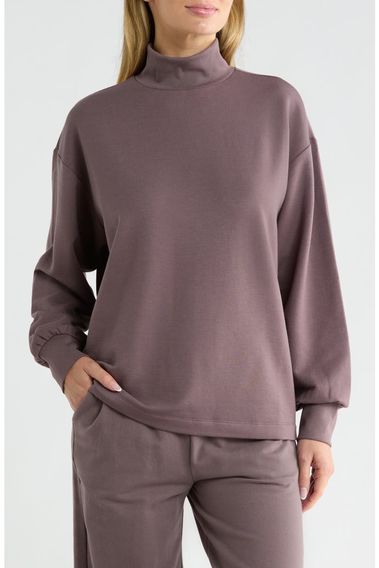 Cozy Whisper Mock Neck Tunic, Main, color, GREY PLUM