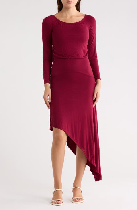 Long Sleeve Asymmetric Hem Dress