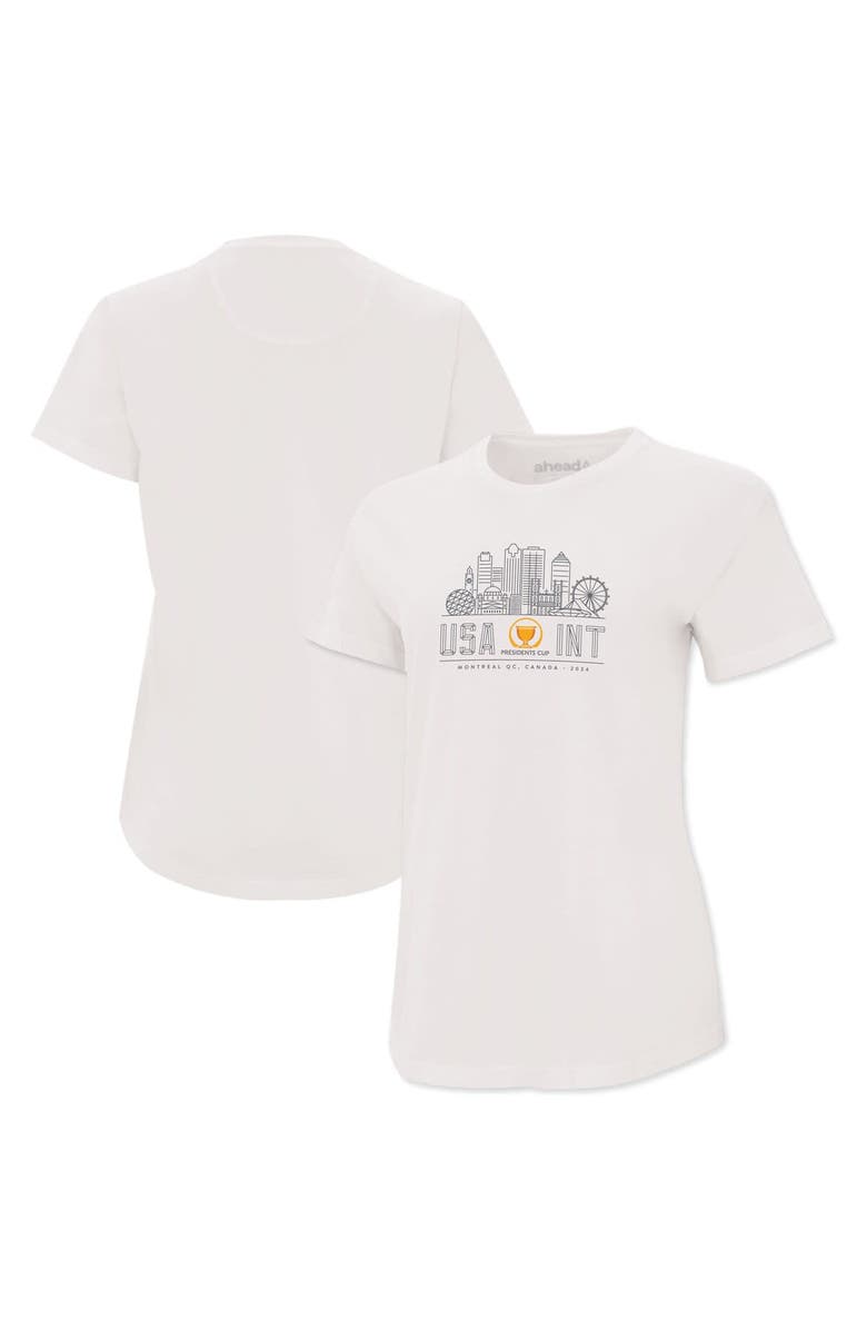 AHEAD Women's Ahead  White 2024 Presidents Cup  Skyline Aurora V-Neck T-Shirt, Alternate, color, 