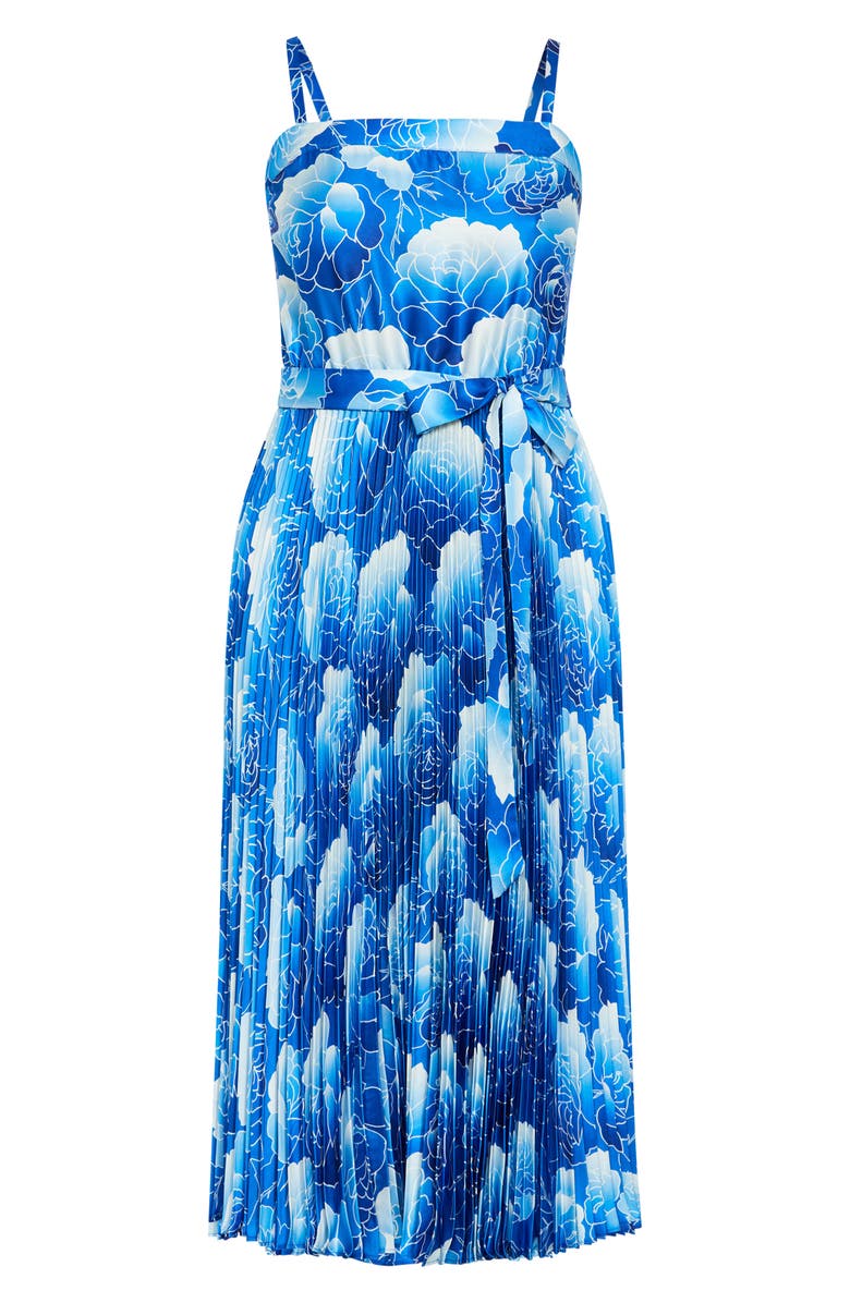 City Chic Jayda Print Pleated Sundress, Alternate, color, Soft Beauty
