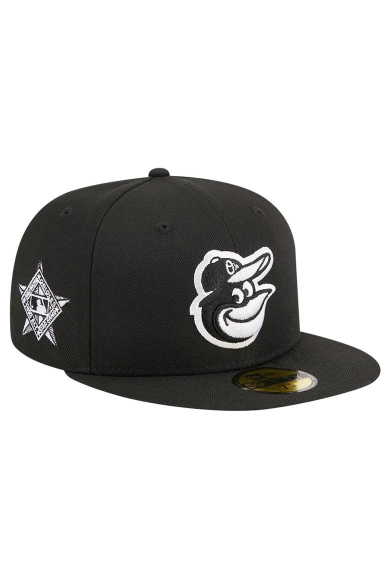 Men's New Era Black Baltimore Orioles Logo 59FIFTY Fitted Hat, Alternate, color, Black