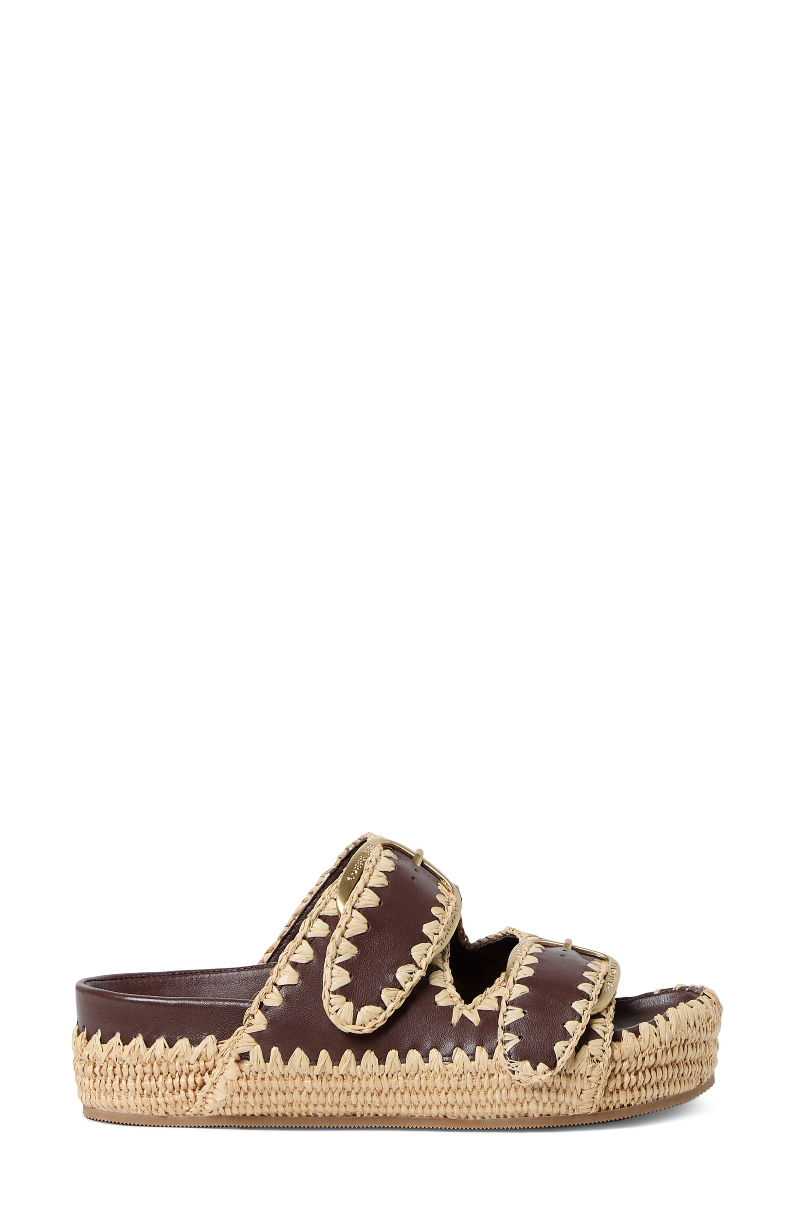 Loeffler Randall Nico Slide Sandal, Alternate, color, Chocolate/Natural