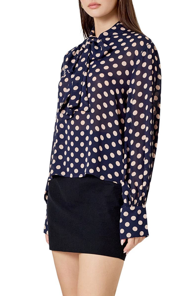 Endless Rose Neck Bow Top, Alternate, color, Navy/ Pink