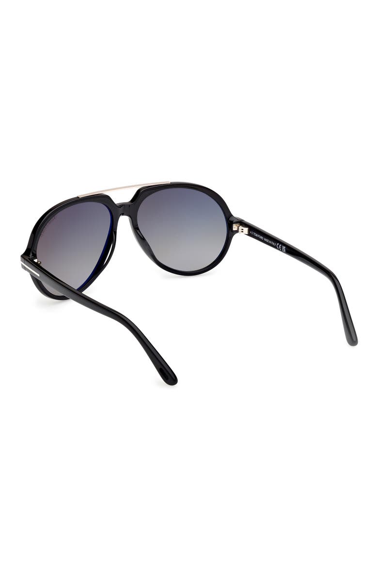 59mm Pilot Sunglasses, Alternate, color, SHINY BLACK / GRADIENT SMOKE