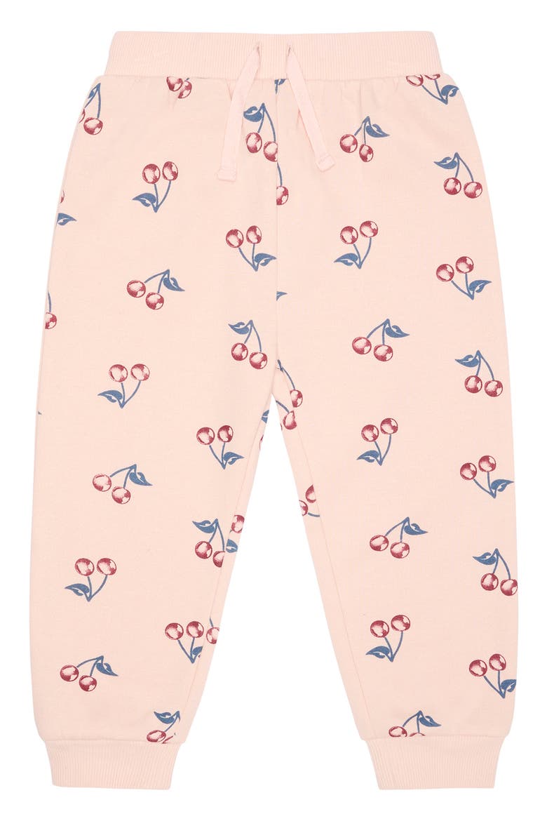 Allover Print Ruffled Sweatshirt & Joggers Set, Alternate, color, CHERRY