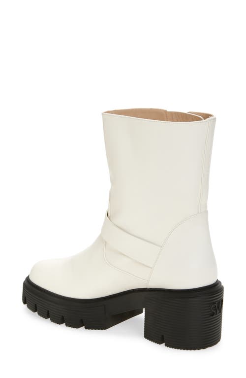 Stuart Weitzman Soho Moto Bootie In White