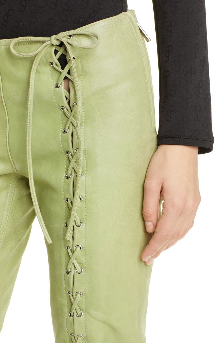 Saks Potts Christina Lace-Up Lambskin Leather Pants, Alternate, color, 