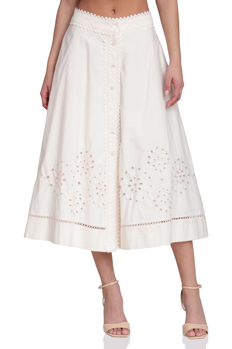 Cotton Eyelet A-Line Midi Skirt, Main, color, CREAM
