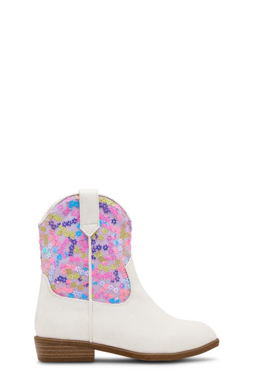 Steve Madden Kids' Peek Floral Western Boot In White