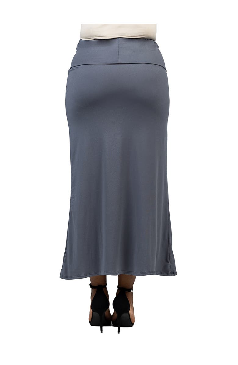 24seven Comfort Apparel Comfortable Foldover Maxi Skirt, Alternate, color, Charcoal