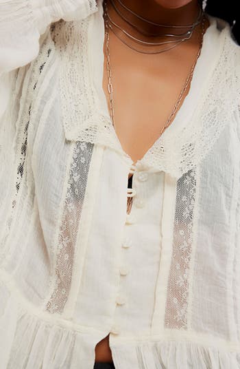 Elodie Lace Trim Ruffle Hem Shirt