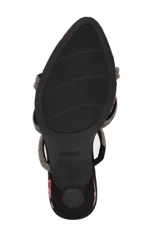 Nine West Unela Crystal Embellished Strap Sandal In Black