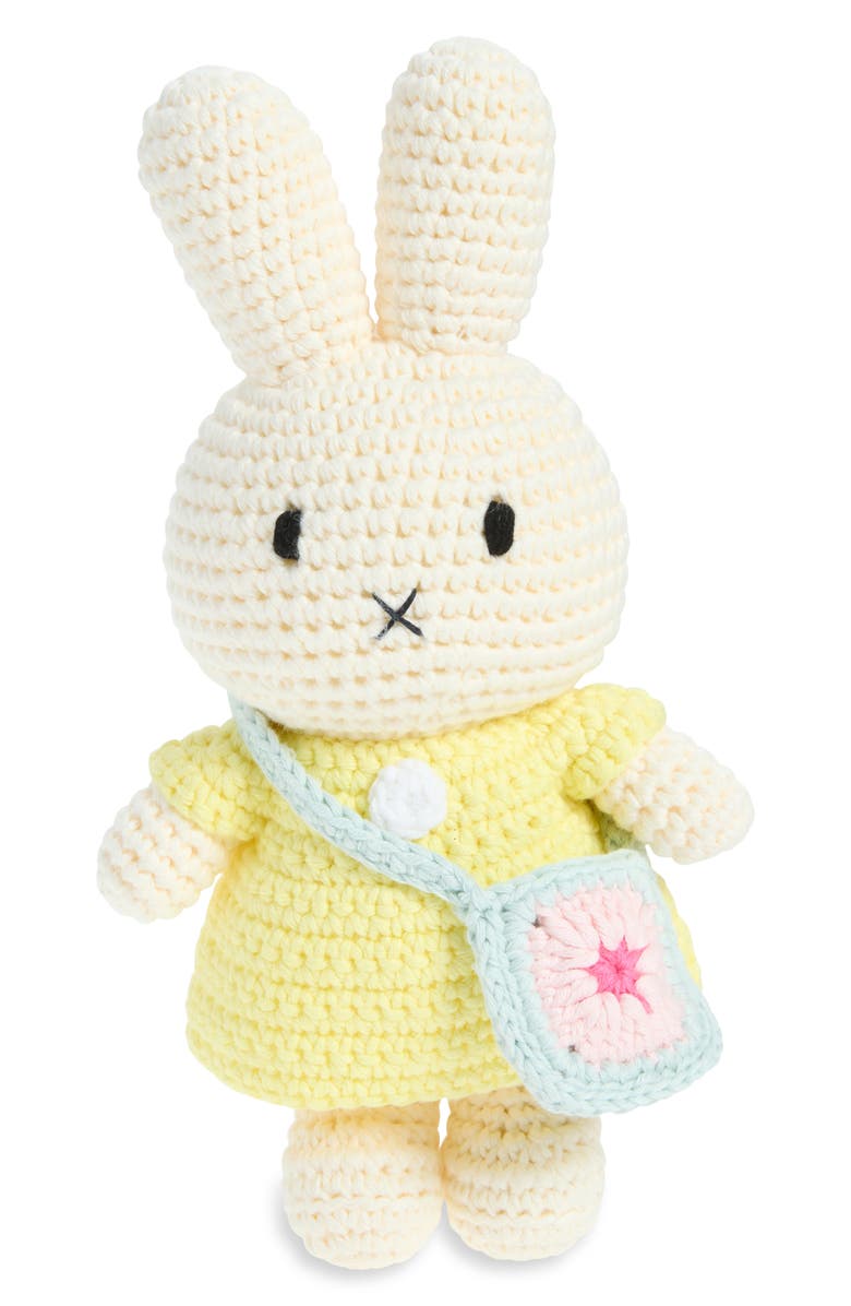 Just Dutch Miffy & Her Yellow Dress & Flower Bag Crocheted Stuffed Animal, Main, color, Yellow