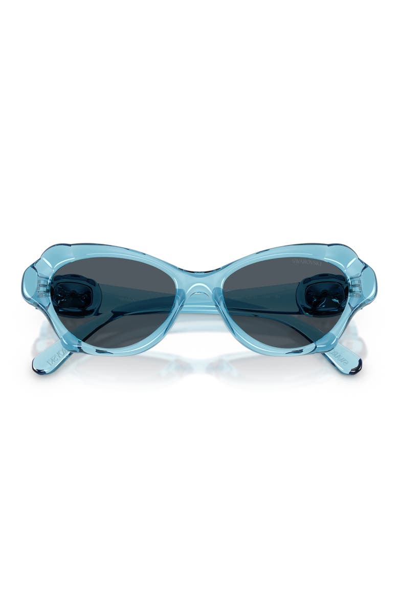 52mm Cat Eye Sunglasses, Alternate, color, TRANSAPRENT LIGHT BLUE / GREY