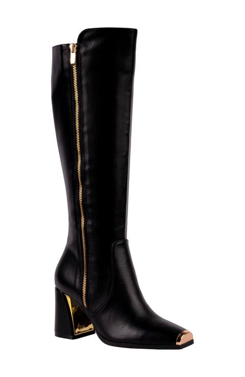 Link Nipped Toe Knee High Boot (Women)
