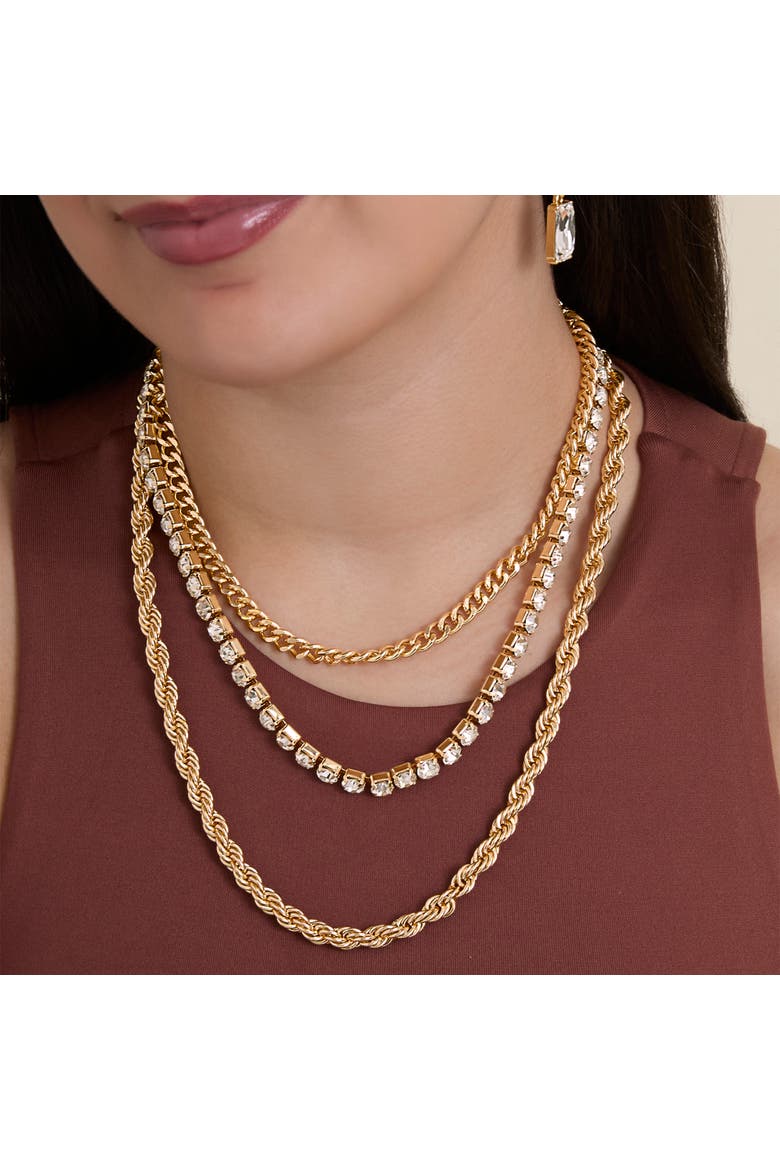 Gold-Tone Layered Necklace, Set Of 3, Alternate, color, Gold