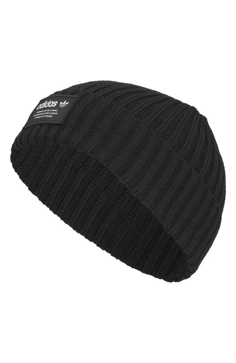 adidas Gender Inclusive Original Ribbed Cuff Beanie, Main, color, Black/ White 23