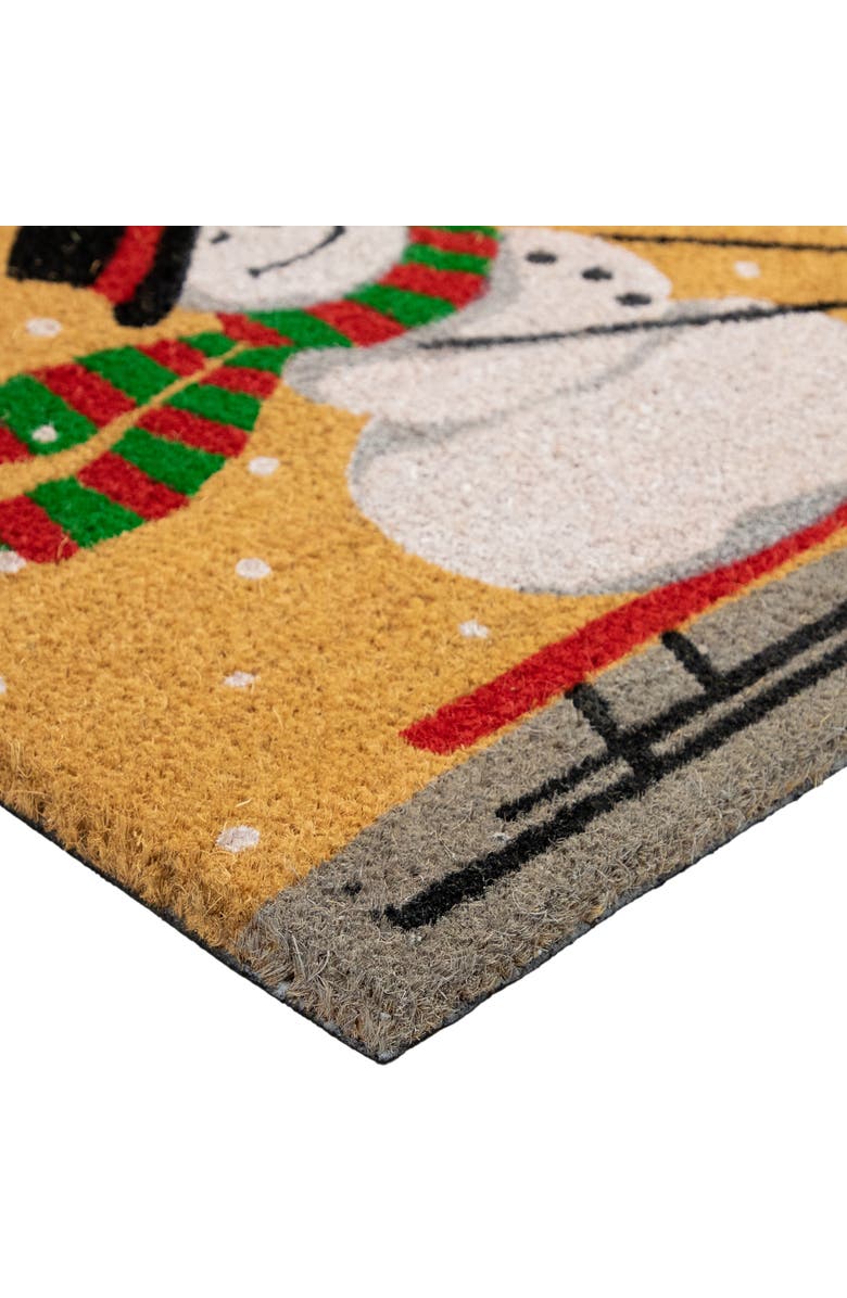 Northlight Brown and White Snowman Let it Snow Rectangular Coir Christmas Doormat 18" x 30", Alternate, color, Brown