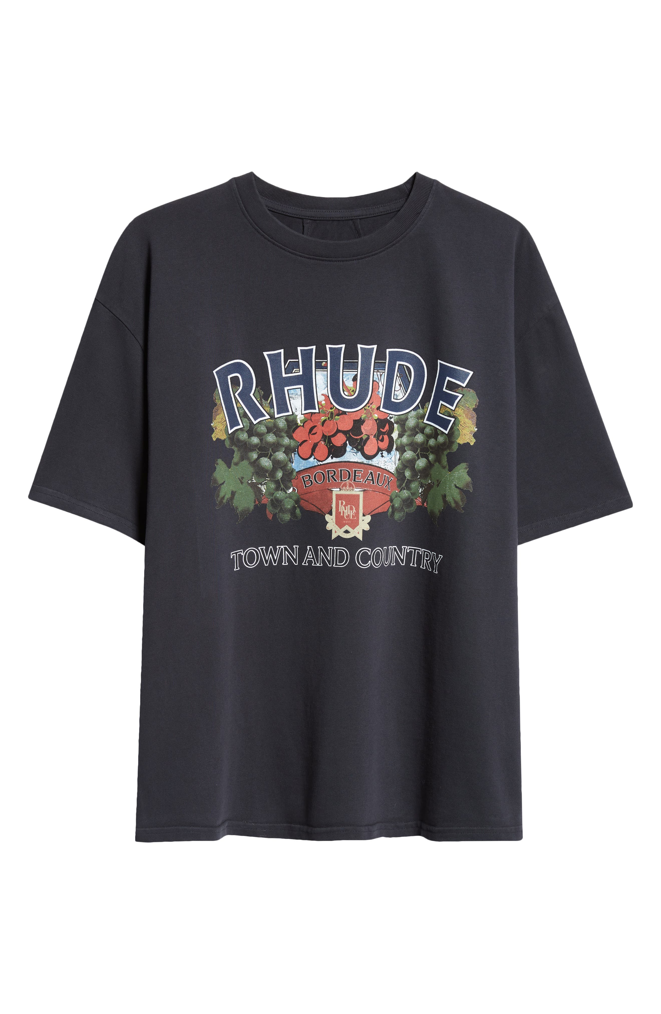 Rhude Town and Country Cotton Graphic T-Shirt in Vintage Black 