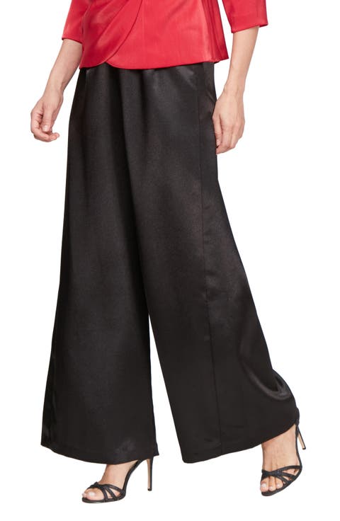 LilySilk Black Silk Pants for Women Wide Leg Cropped Side