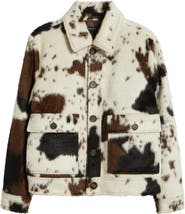 Bernardo Cow Print Faux Fur Jacket