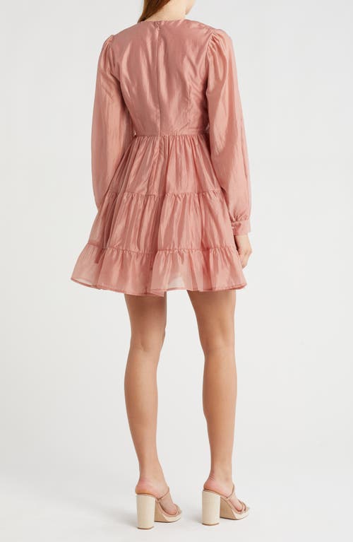 Bardot Harlow Long Sleeve Babydoll Minidress In Tulip