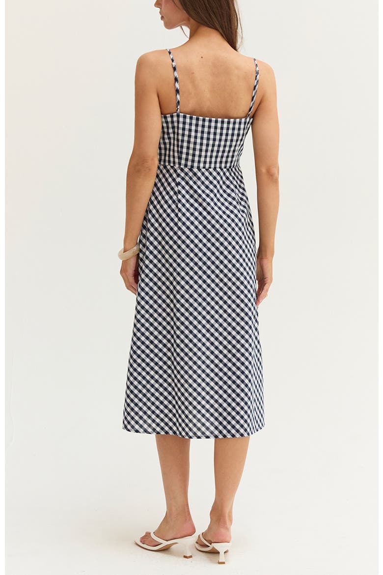 Gingham Slip Midi Dress, Alternate, color, Navy