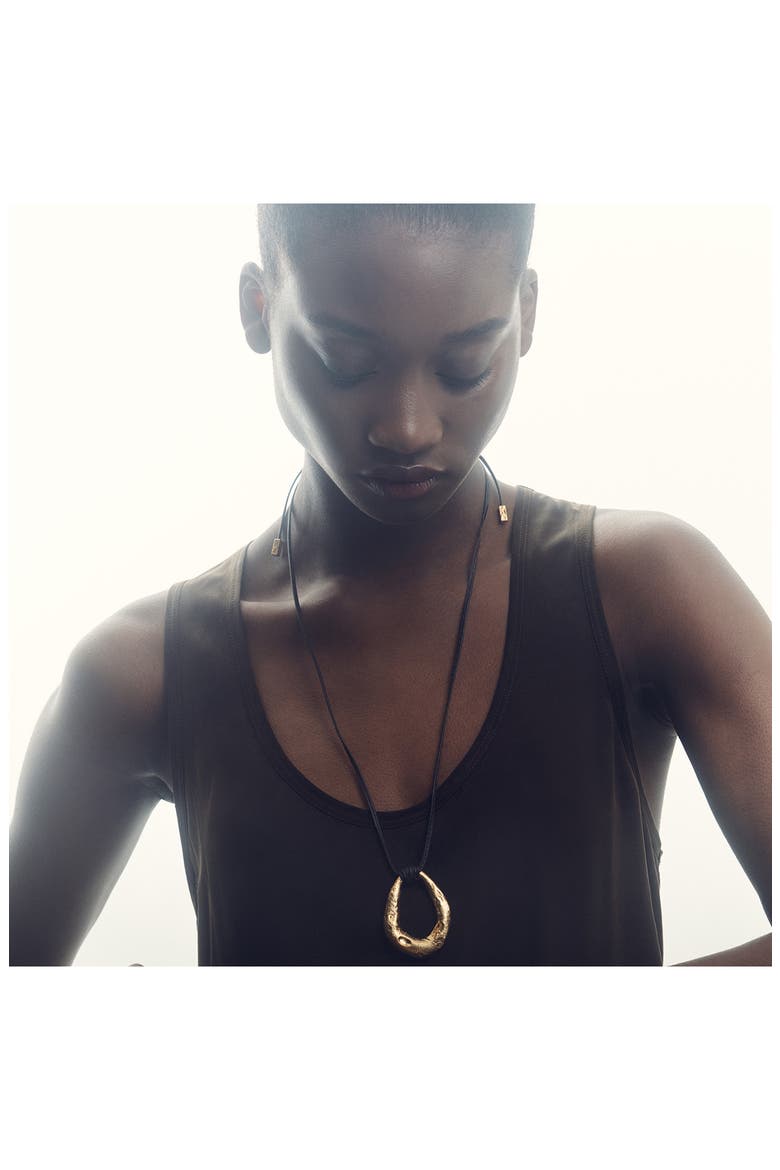 Momo Molten Link Pendant Necklace, Alternate, color, GOLD TONE/ BROWN