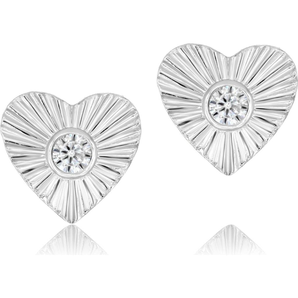Shymi Fluted Heart Cubic Zirconia Stud Earrings