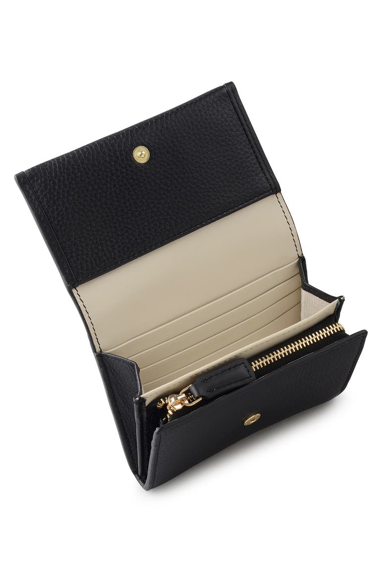 Alba Place Medium Flap Leather Wallet, Alternate, color, BLACK