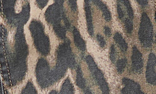 Afrm Wrenley Leopard Crop Denim Jacket In Gray