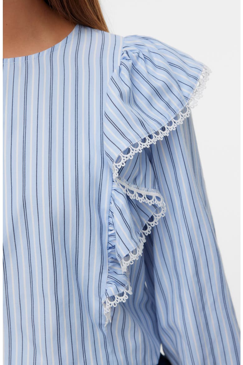 Fanni Embroidered Trim Ruffle Top, Alternate, color, BRUNNERA BLUE W. STRIPES