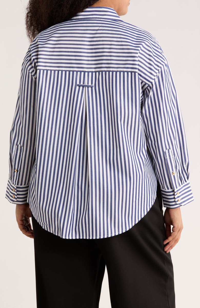 INDUSTRY REPUBLIC CLOTHING Stripe Metallic Button-Up Shirt, Alternate, color, Blue/ Gold/ White