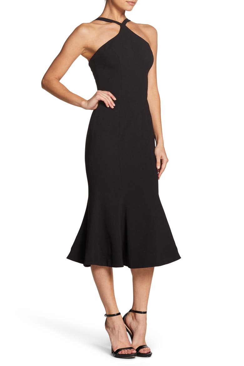 Tessa Crepe Mermaid Dress, Alternate, color, BLACK