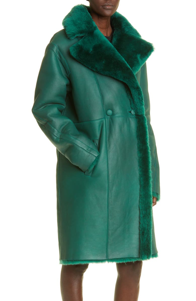 LaQuan Smith Oversize Lapel Genuine Shearling Coat, Alternate, color, 