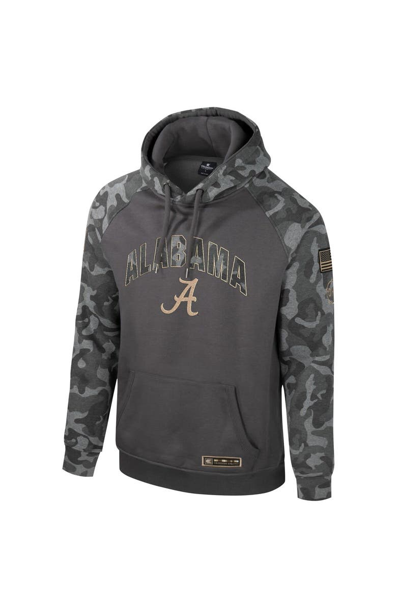 COLOSSEUM Men's Colosseum Charcoal Alabama Crimson Tide OHT Military Appreciation Camo Raglan Pullover Hoodie, Alternate, color, Charcoal